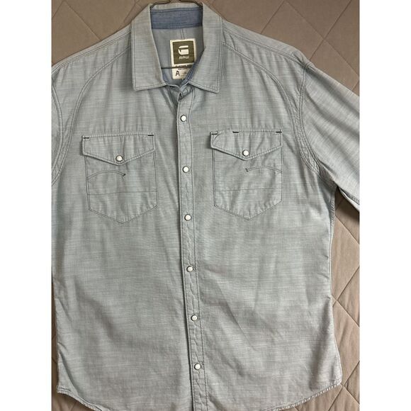 G Star Raw Button Up Men's‎ Medium Long Sleeve Snap Button - Picture 1 of 11